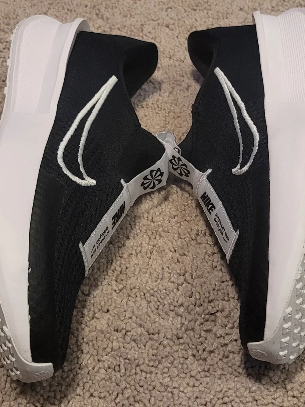 Nike Black and White Slip-On Running Shoes